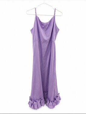 Lavender Maxi Dress XL NWT Ruffle Hem Spaghetti Strap Cottagecore Slip Dress